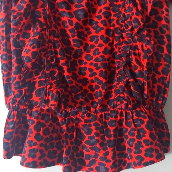 ZADIG & VOLTAIRE Tibo Leopard Print Red Black Ruffle Blouse Top Sz M - Picture 5 of 16